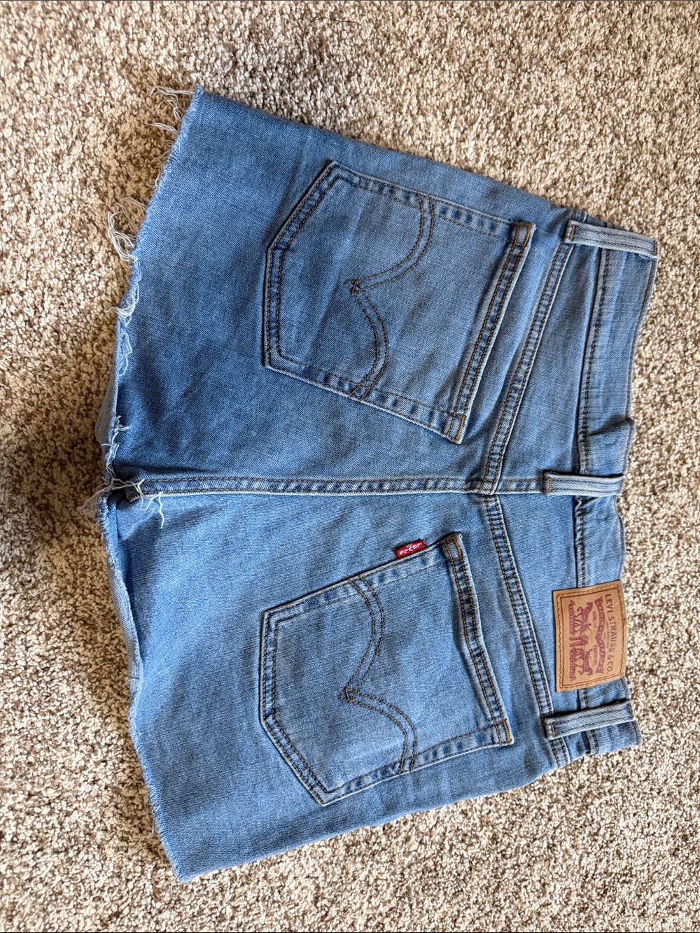 Levi's Light Blue Cutoff Denim Shorts with Frayed Hem